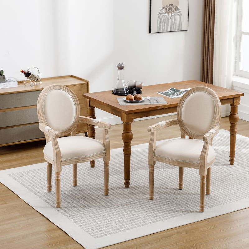 Cream Upholstered Dining Chairs Set of 2, Family Gatherings Conference Chairs, Wooden Dining Chair for Kitchen, Bistro - Beige