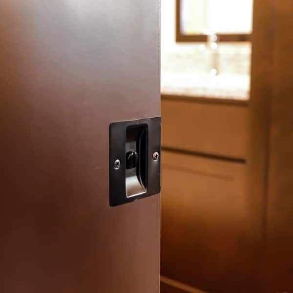 slide 2 of 3, Design House Pocket Door Privacy Bed and Bath Lock Oil Rubbed Bronze 2-Pack