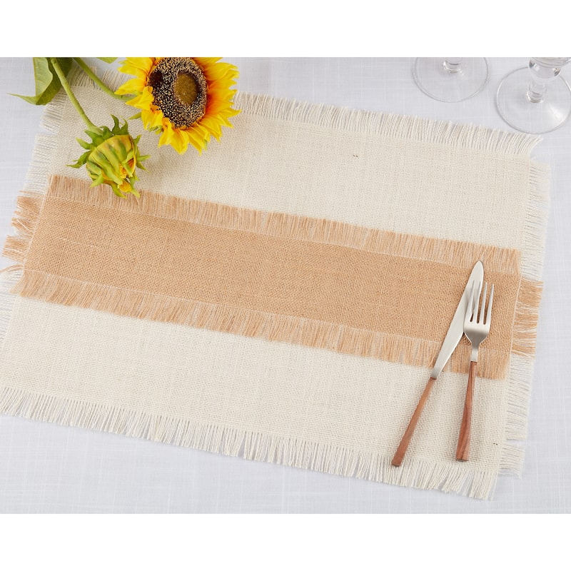 Banded Design Jute Placemats (Set of 4)