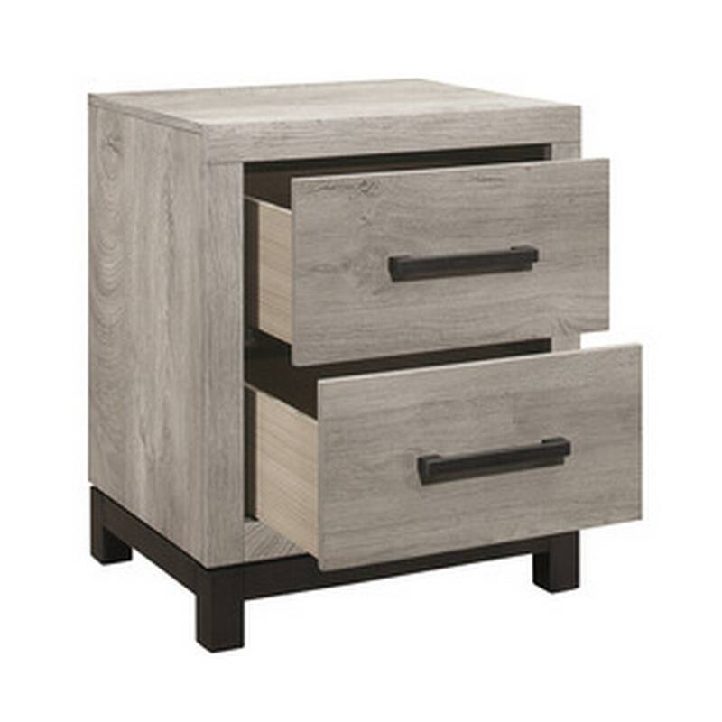 Wood Grain Gray 2 Drawer 20 in. W Nightstand with Sturdy Hardware and Ample Storage