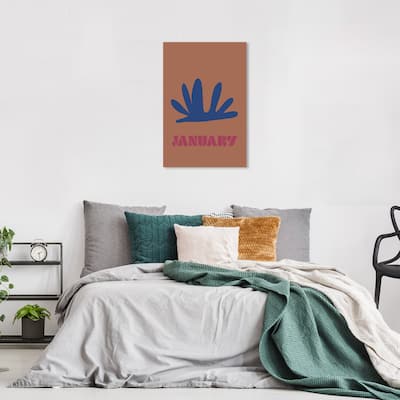 Wynwood Studio Canvas Typography and Quotes January Simple Nature Brown and Blue Modern & Contemporary Wall Art Canvas Print