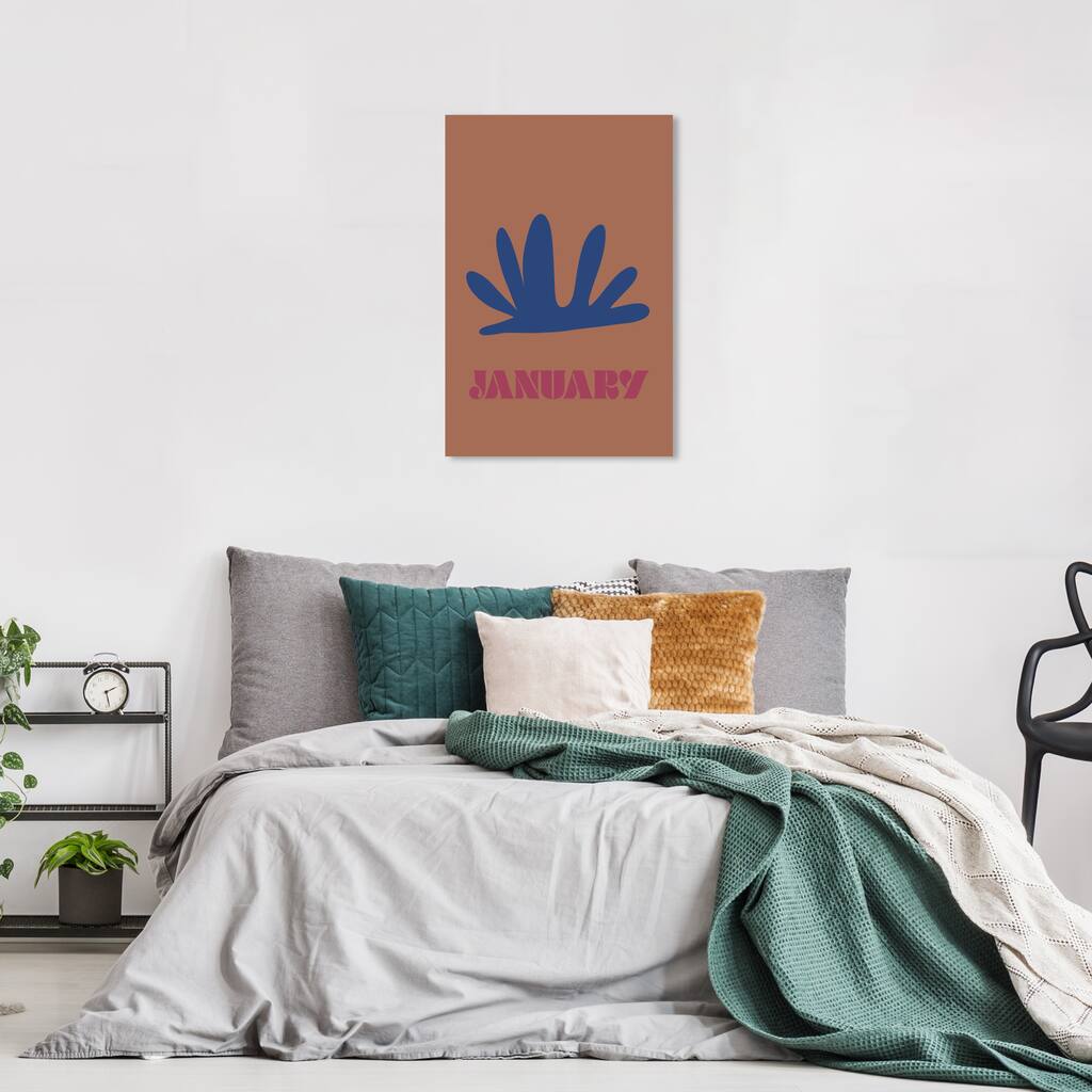 Wynwood Studio Canvas Typography and Quotes January Simple Nature Brown and Blue Modern & Contemporary Wall Art Canvas Print