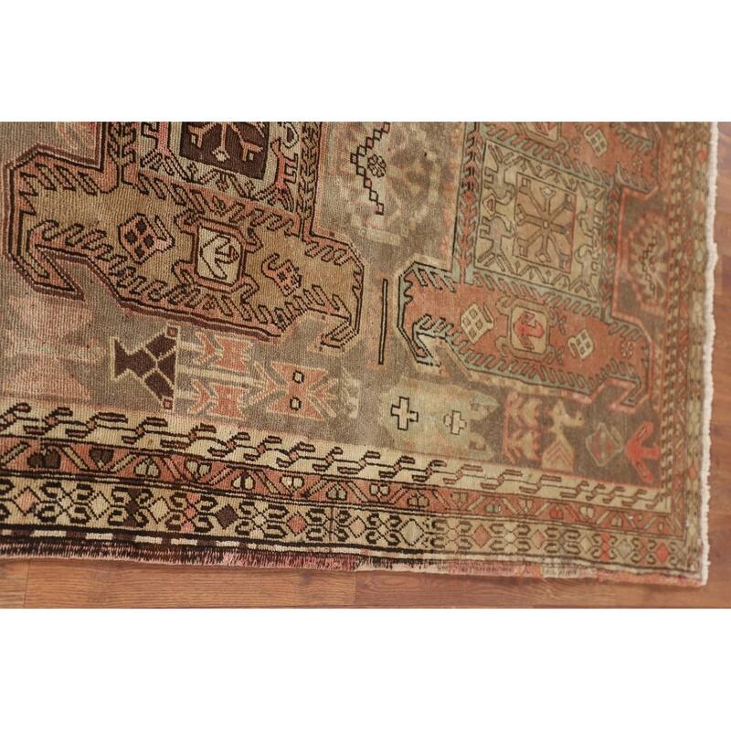 Animals Tribal Meshkin Persian Vintage Runner Rug Handmade Wool Carpet - 3'9"x 10'9"