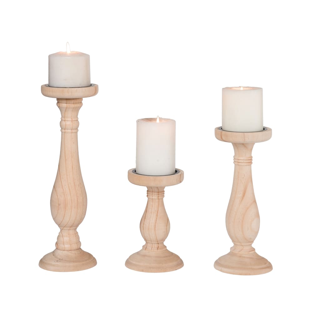 Transpac Resin 13.2 in. Brown Candle Holder Set of 3