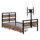 preview thumbnail 10 of 11, Twin Size Metal Platform Kids Bed Frame with Headboard, Two Storage Drawers, and Rotatable TV Stand for Bedroom, Black