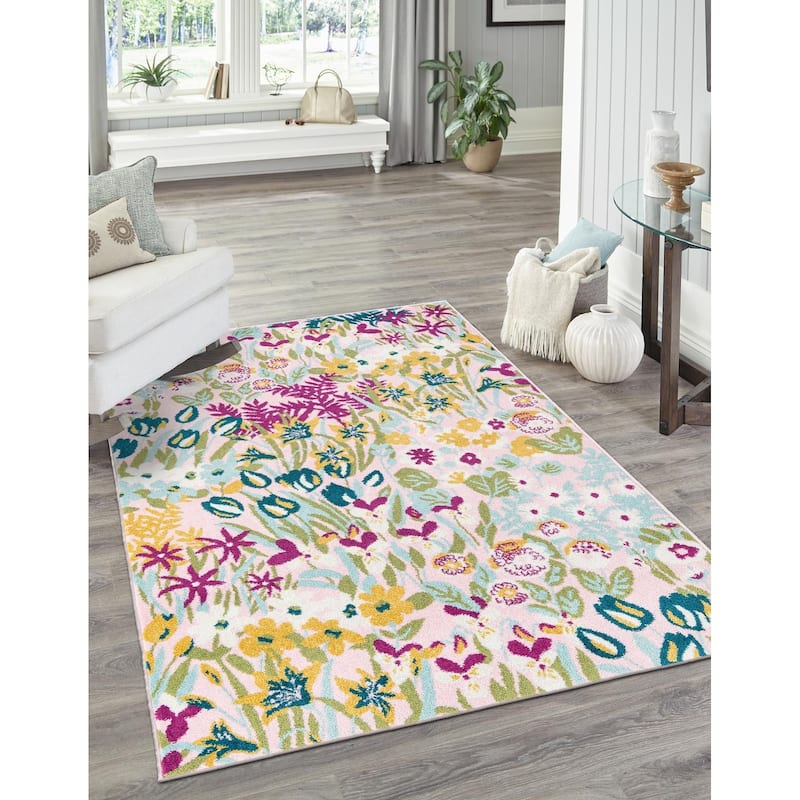 Contemporary Demdence Collection Area Rug - 10'x14' - Pink