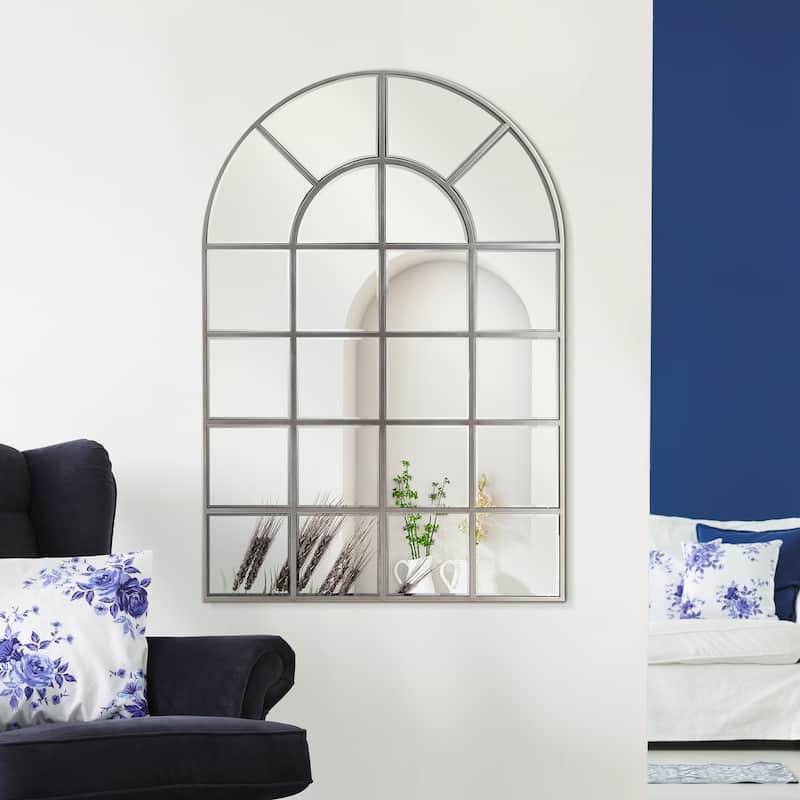 Beveled Arch Window Panel Wall Floor Mirror - Clear - 30 in. x 0.9 in. x 44 in.
