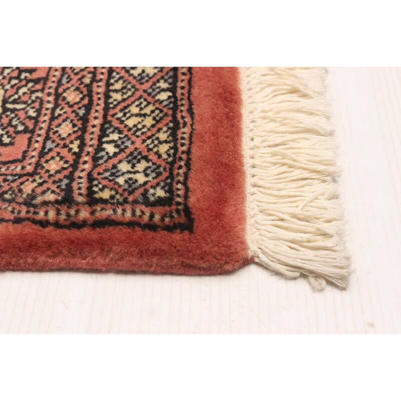 ECARPETGALLERY Hand-knotted Peshawar Bokhara Coral Wool Rug - 2'6 x 10'1