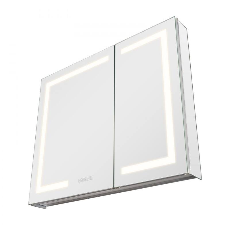 Wall or Recessed Mount LED Lights Bathroom Mirror Cabinet with Anti-Fog and Dimmer Sockets - 36” x 4.9” x 29.9”