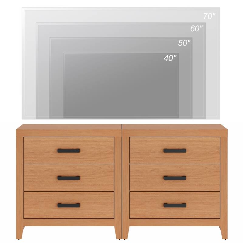 WAMPAT Farmhouse 3-Drawer Dresser, Wooden Chest of Drawers, Modern Storage Organizer & Nightstand for Bedroom, Living Room