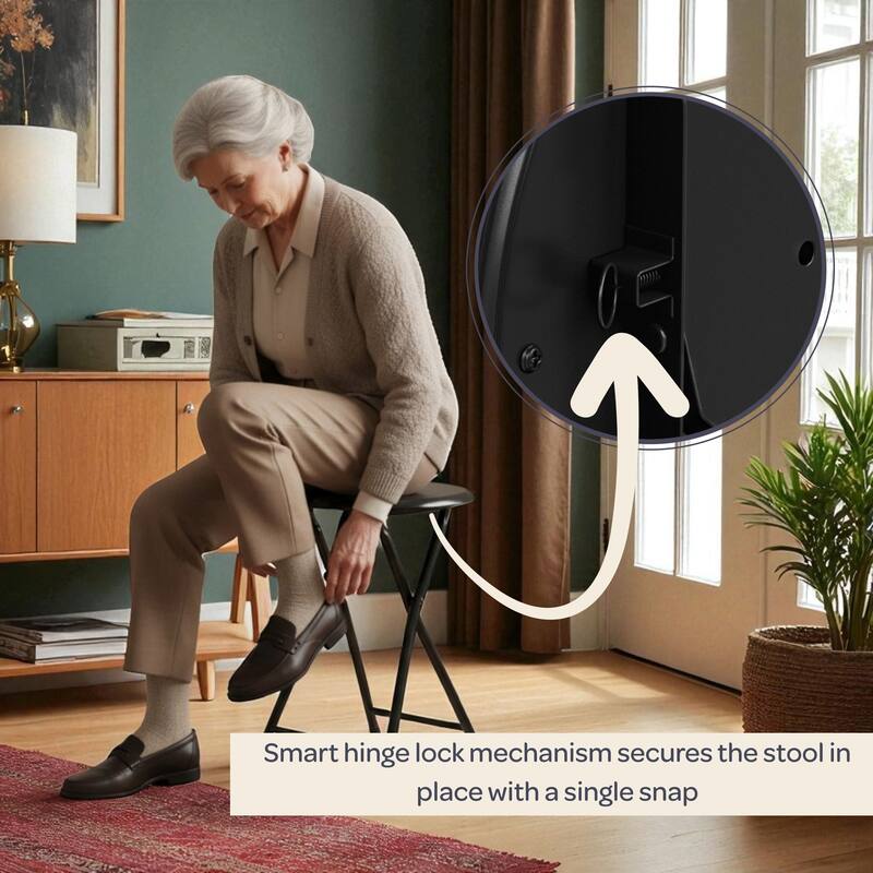 Lavish Home 18-Inch Folding Stool, Black