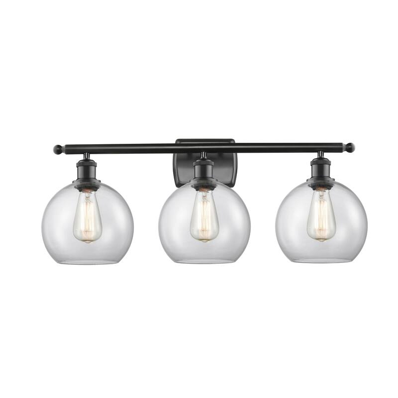 Innovations Lighting Athens 3 Light 26" Bath Vanity Light - 8" Shade - Clear/Matte Black