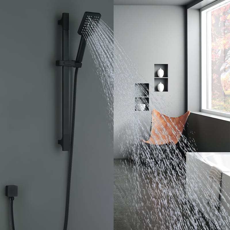 3-Spray Function Hand Shower With Slide Bar Kit In Matte Black