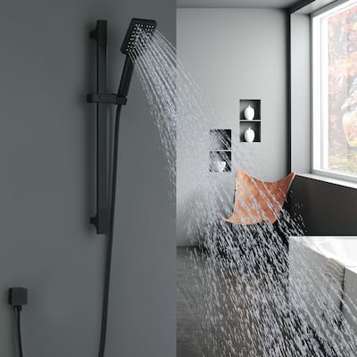 3-Spray Function Hand Shower With Slide Bar Kit In Matte Black