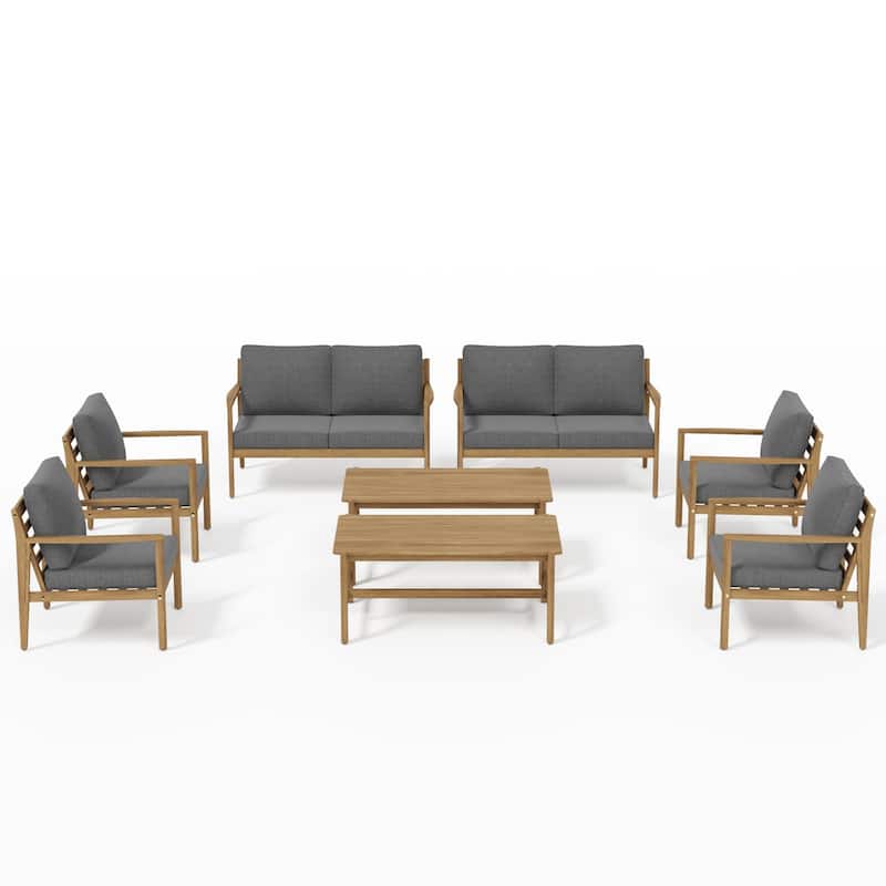 Outdoor Conversation Set with Coffee Table in Acacia Wood 8-Piece Sofa Set