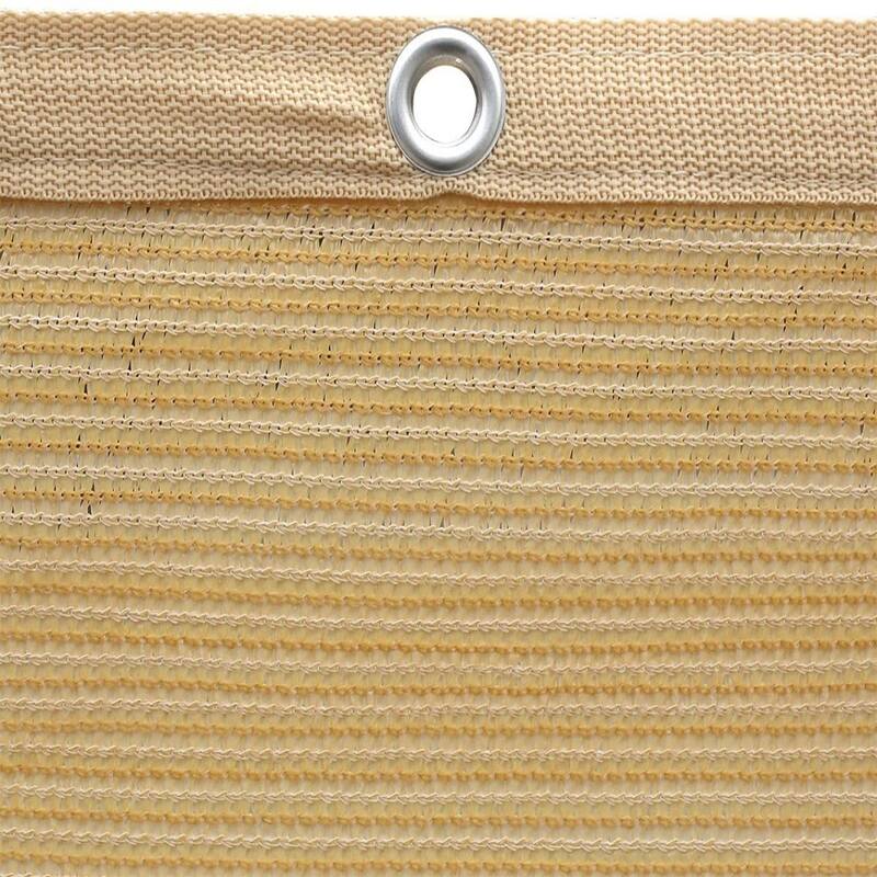 Shatex 12 ft. x 16 ft. 90% Shade Cloth Sunblock Fabric Cut Edge with Grommets UV Resistant , Beige