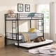 preview thumbnail 1 of 12, Black Twin over Twin Size Metal Bunk Bed with trundle, Ladder and Fence for Bedroom Black