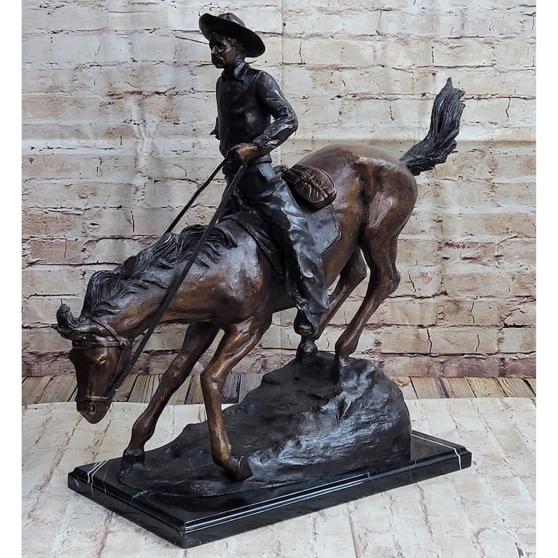 Frederic Remington Arizona Cowboy Bronze Sculpture Statue Western Americana 22 Inches X 26 Inches