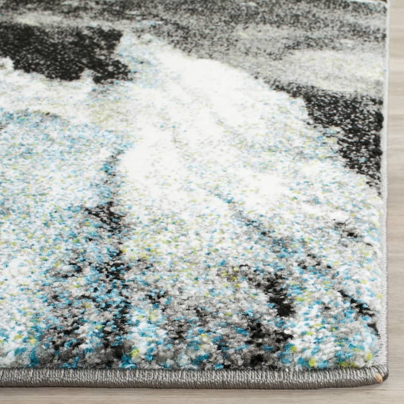 SAFAVIEH Glacier Benoîte Modern Abstract Rug - 3' Square - Blue/Multi