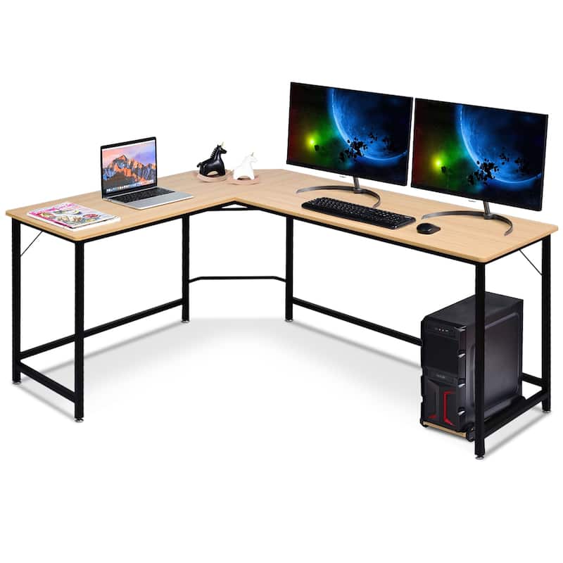 Costway L-Shaped Computer Desk Corner Workstation Study Gaming Table
