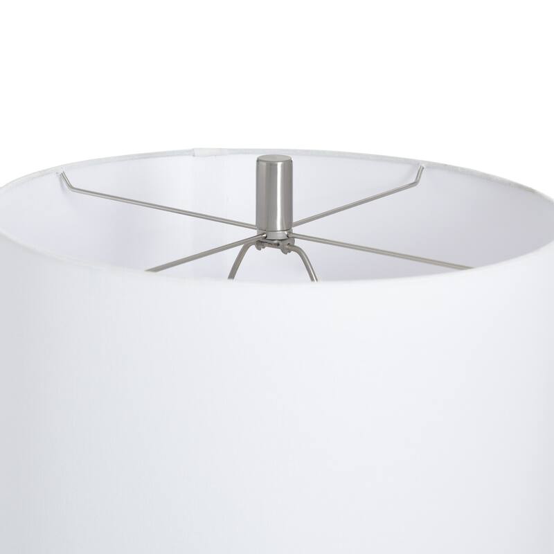 StyleCraft Orion Tripod Table Lamp - Brushed Nickel - White Shade