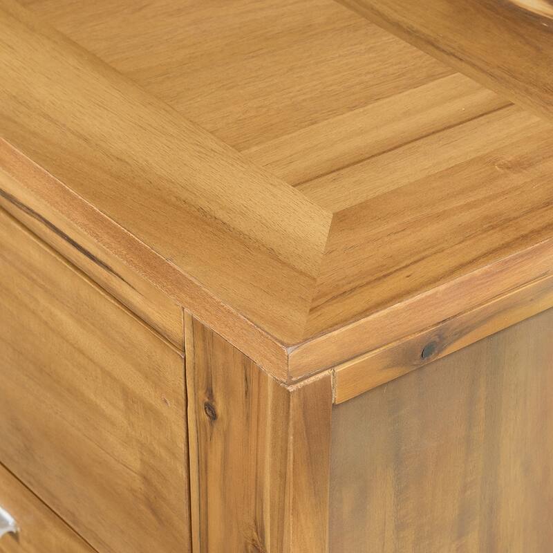 6-Drawer Solid Wood Double Dresser with Metal Handle for Bedroom, Living Room