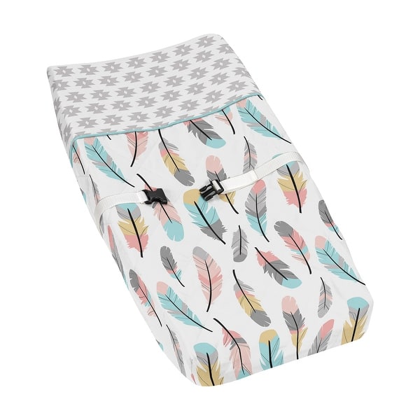slide 2 of 6, Sweet Jojo Designs Feather Collection Multicolor Microfiber Changing Pad Cover - Multi