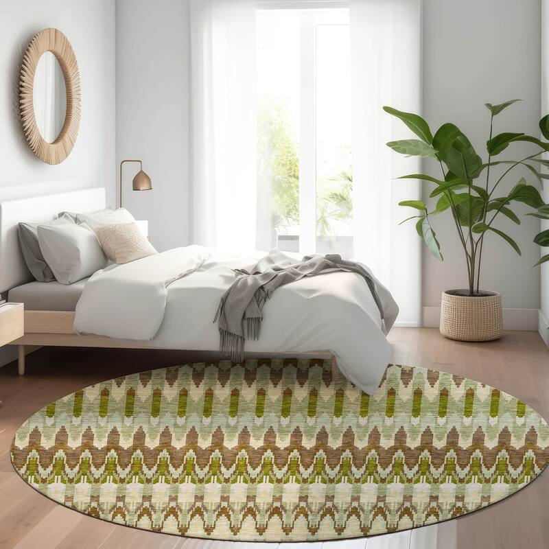 Premium Washable Super Soft Modern Flair Mayfield Rug - Green - 8' x 8'