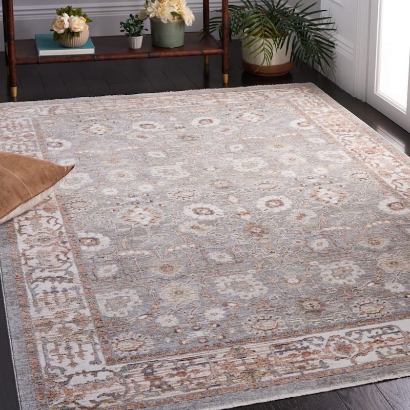 SAFAVIEH Harlow Slip Resistant Alesia Oriental Rug - 4' x 6' - Ivory Grey/Sage