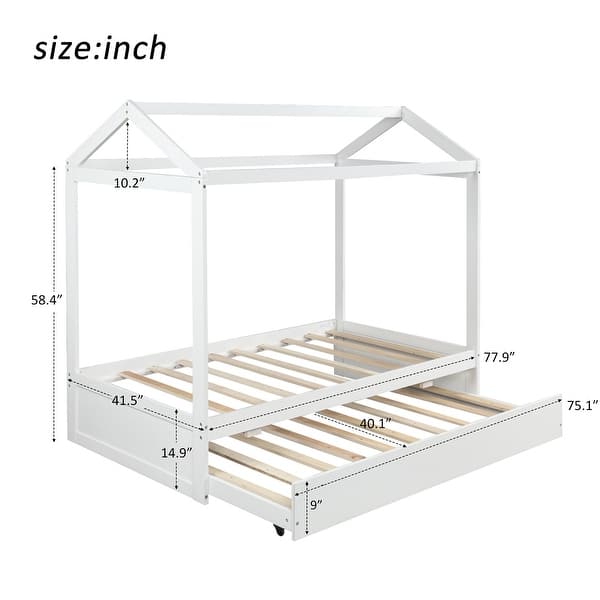 Merax Kids House Bed with Trundle