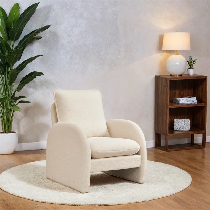 Modern Sherpa Upholstered Accent Chair, Armchair,Lounge Chair
