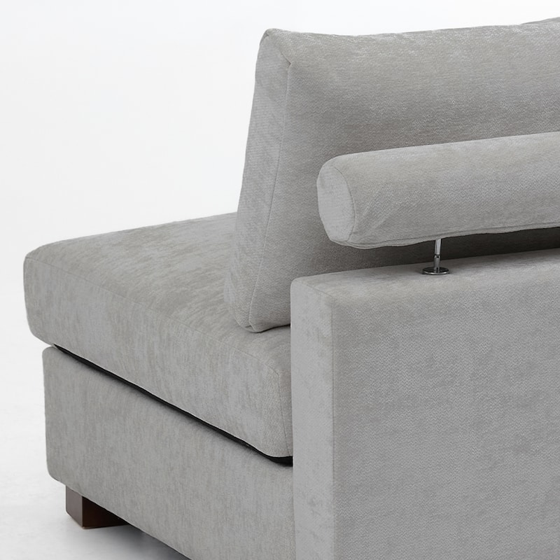 41" W Modern Chenille Corner Arm Accent Chair Sectional Module with Pillows