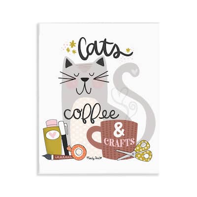 Stupell Cats Coffee & Crafts Wall Plaque Art Design By Mandy Ford Art + Illustration