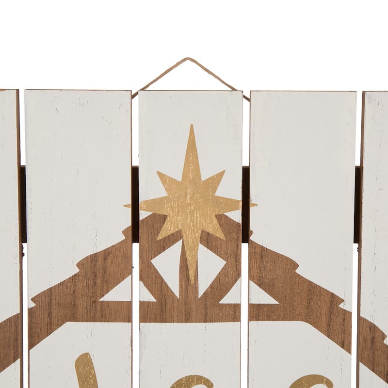 Glitzhome Wooden Christmas Nativity Wall Sign Table Tree Decor