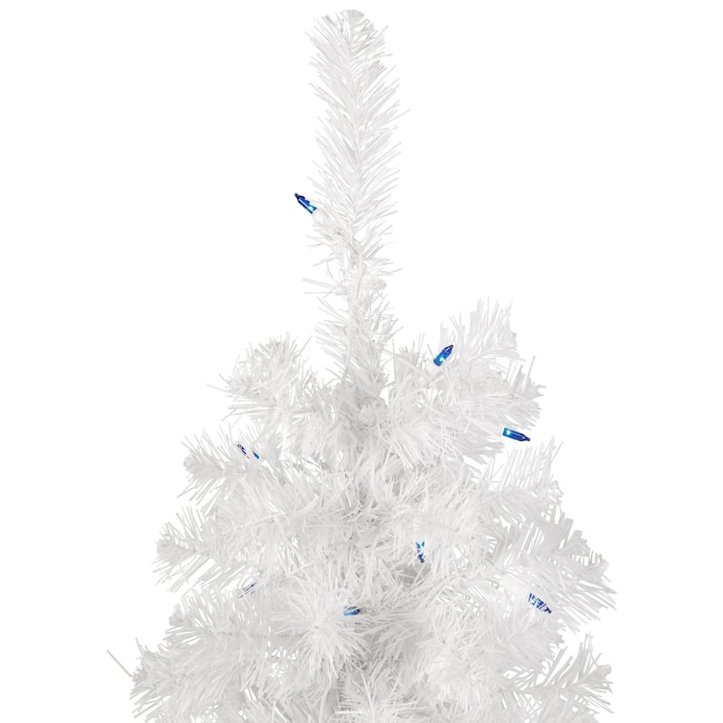4' Pre-Lit Slim White Pine Artificial Christmas Tree - Blue Lights - 4 Foot