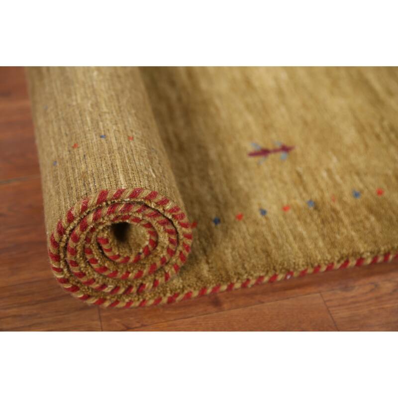 Tribal Gabbeh Indian Accent Rug Handmade Yellow Wool Carpet - 3'0"x 5'3"