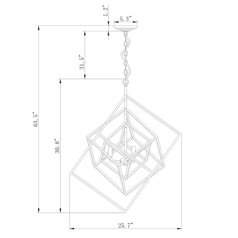 Triplix 3-light Goldtone/Matte Black Nested Cube Chandelier