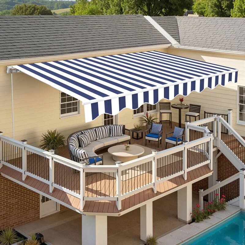 MCombo10x8Feet Manual Retractable Patio Door Window Awning Sunshade Shelter Outdoor Canopy