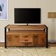 preview thumbnail 1 of 6, 60 Inch 2 Door Mango Wood Media Console TV Stand, 3 Drawers, Brown and Black