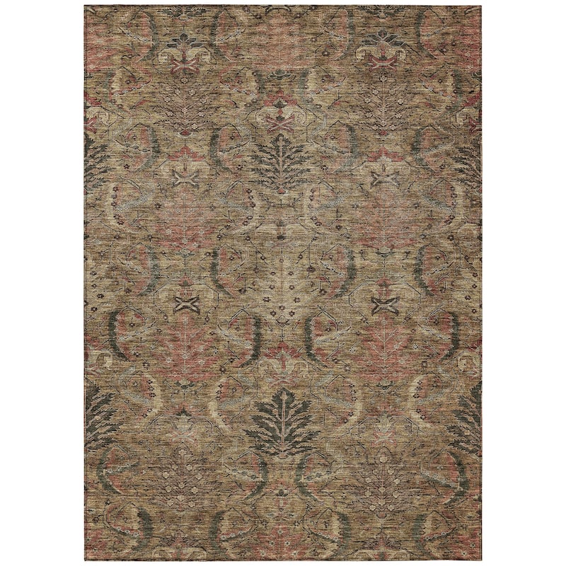 Machine Washable Indoor/ Outdoor Boho Traditional Chantille Rug