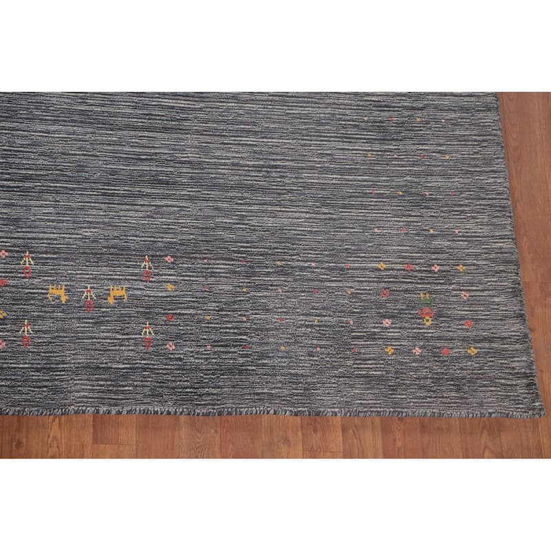 Striped Gabbeh Oriental Area Rug Wool Carpet - 8'9"x 11'6"
