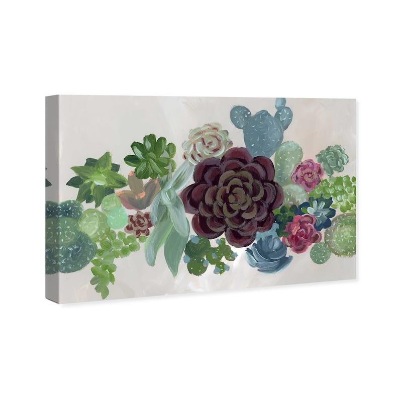 Wynwood Studio Canvas Floral and Botanical Rustic Garden Green and Dark Purple Rustic Wall Art Canvas Print