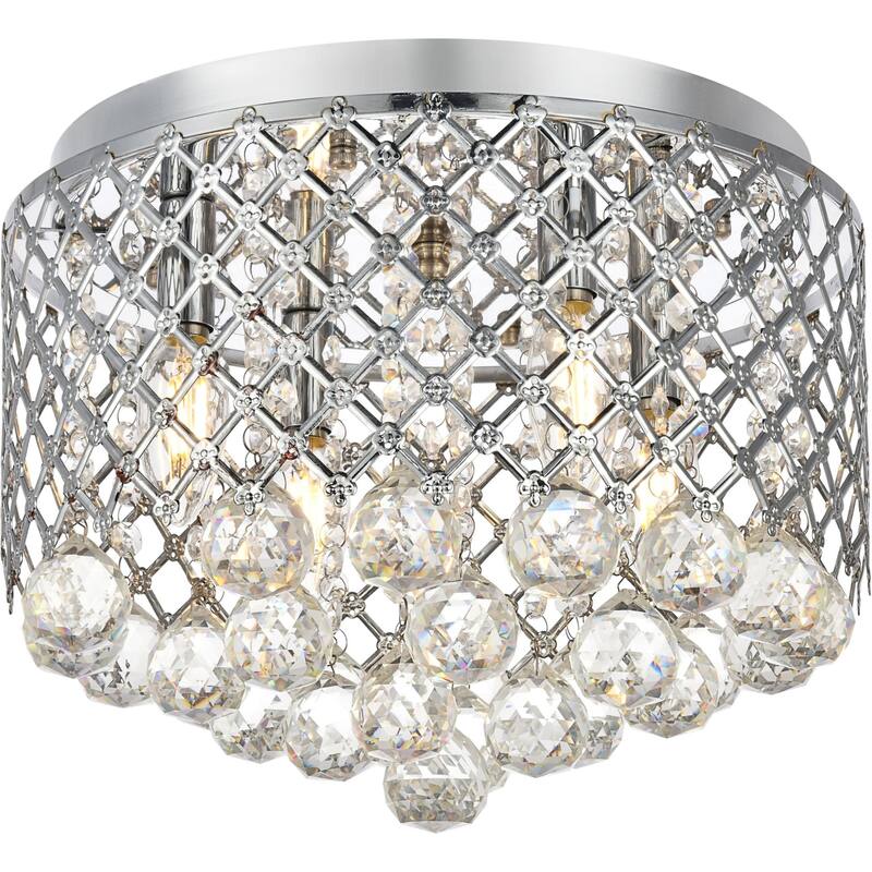 Elegant Lighting Tully 4 Light 14" Wide Flush Mount Drum Ceiling - Chrome