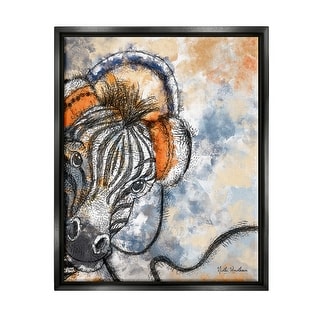 Stupell Zebra with Headphones Framed Floater Canvas Wall Art Design by ...