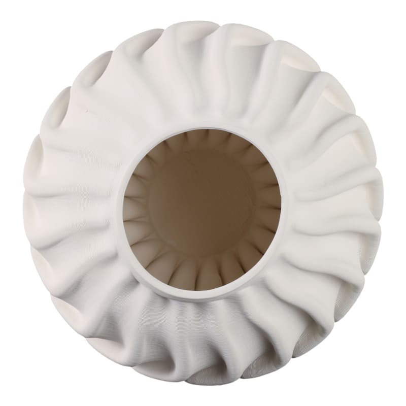 Porcelain Sculptural Vase with Textured Wave Design Modern Form