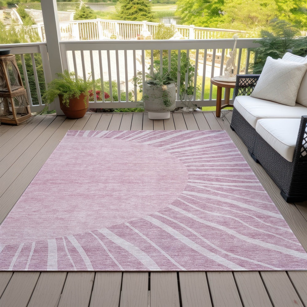Machine Washable Indoor/ Outdoor Chantille Modern Sunburst Rug
