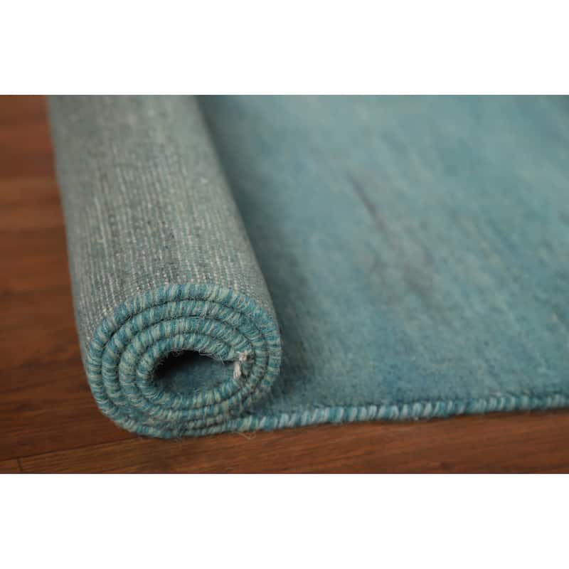Light Blue Gabbeh Modern Foyer Rug Handmade Wool Carpet - 2'7"x 3'11"