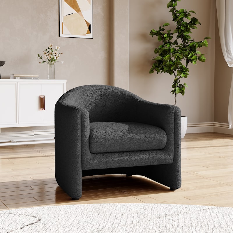 32.3" Wide Upholstered Barrel Boucle Velvet Accent Chair