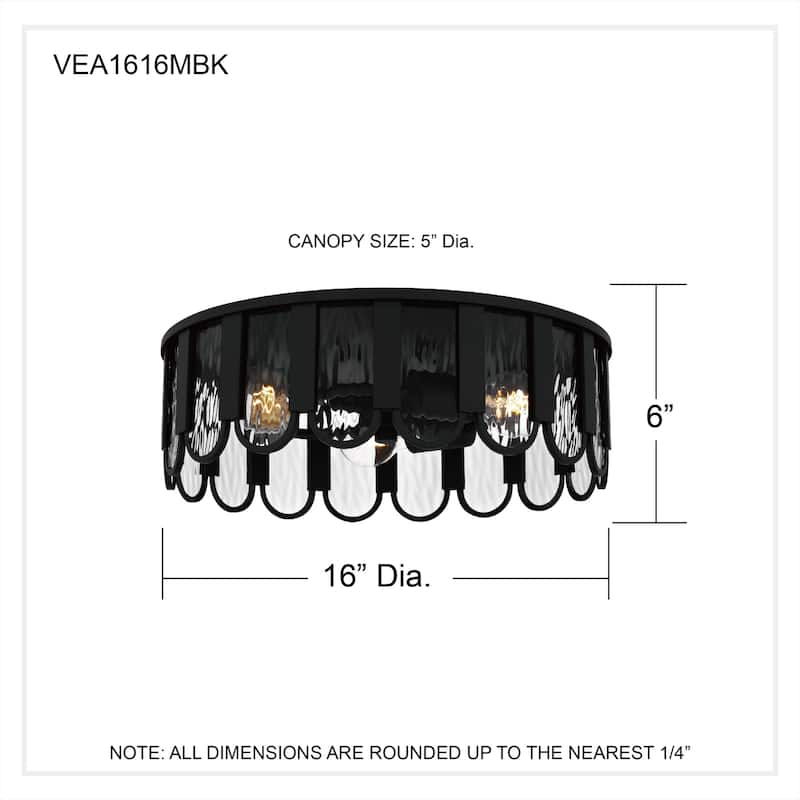 Vera 3-Light Matte Black Flush Mount