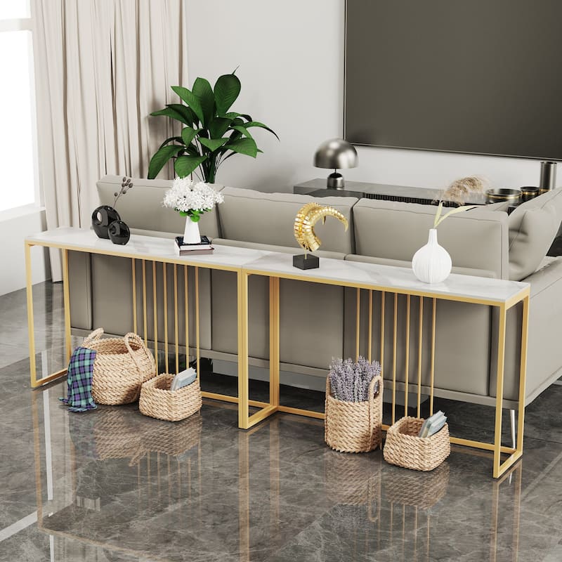 47" Long Narrow Console Tables Sintered Stone for Entryway Sofa Table - L 47" x W 12" x H 31"